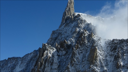 The view of the Dent de Geant from the lab window